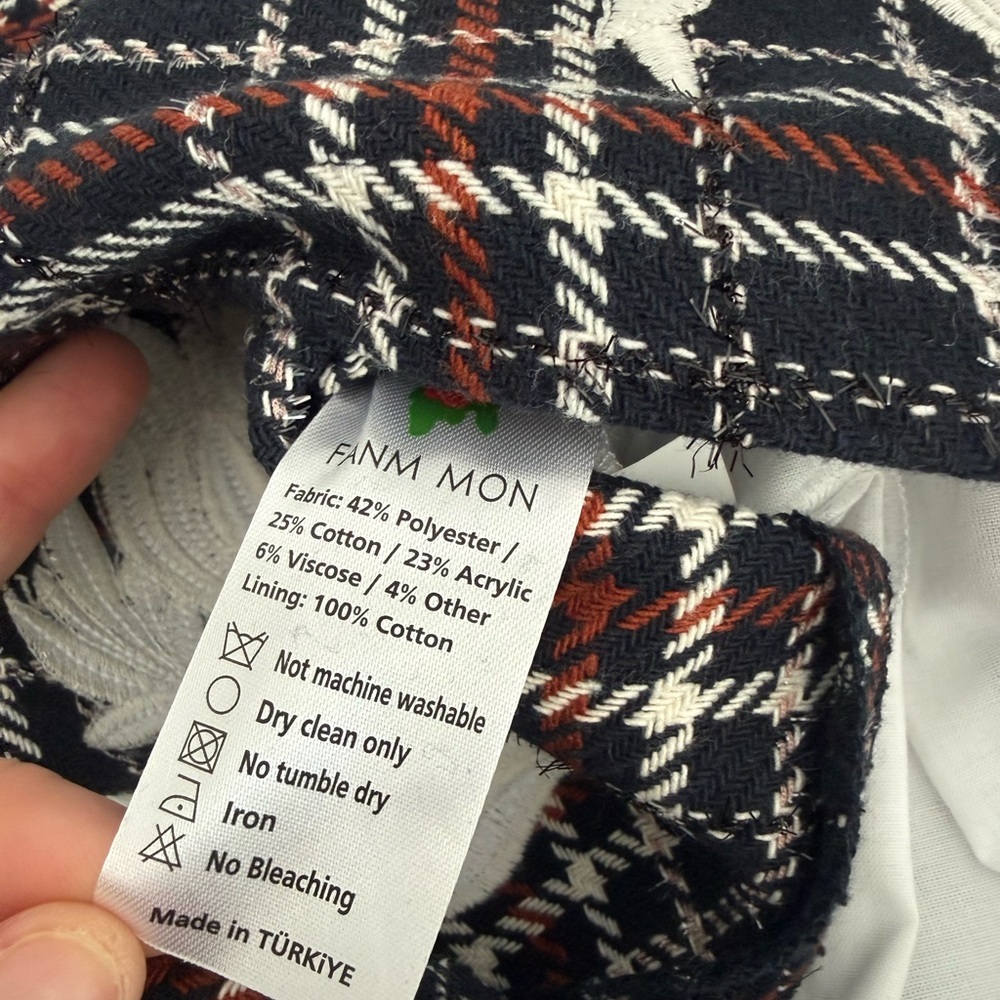 NWT Fanm Mon Navy Plaid Tweed Ruffle Skirt Set - Picture 3 of 15